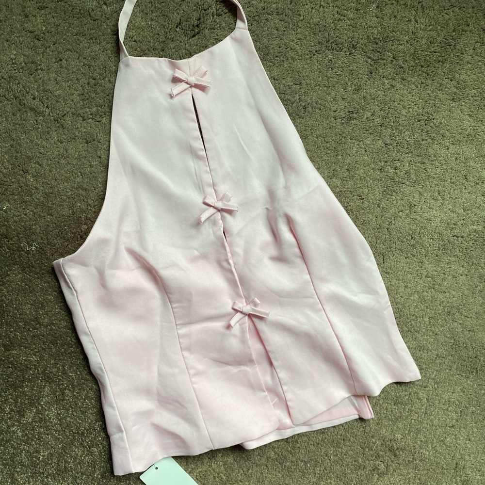 Pink Halter Top with Bow Accents
